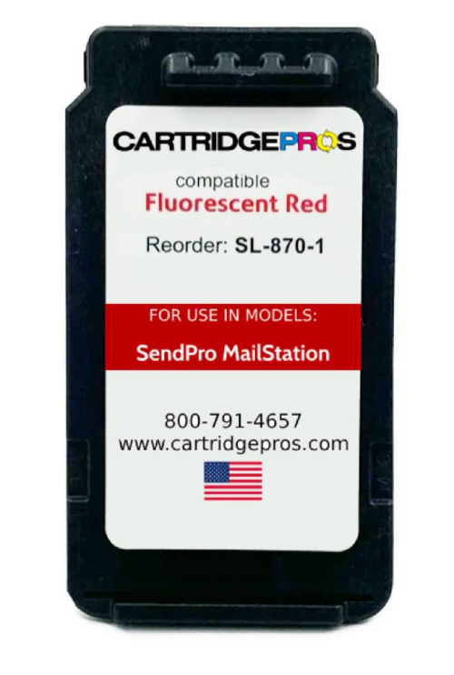 Pitney Bowes Compatible SL-870-1 Red Ink Cartridge for New SendPro Mailstation - Made in USA
